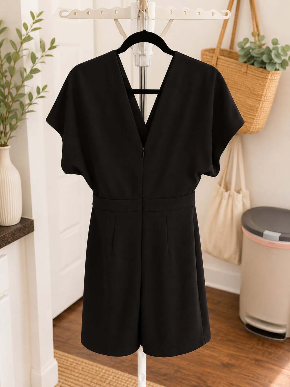 Miss Selfridge Black V-Neck Dress with Tie Waist